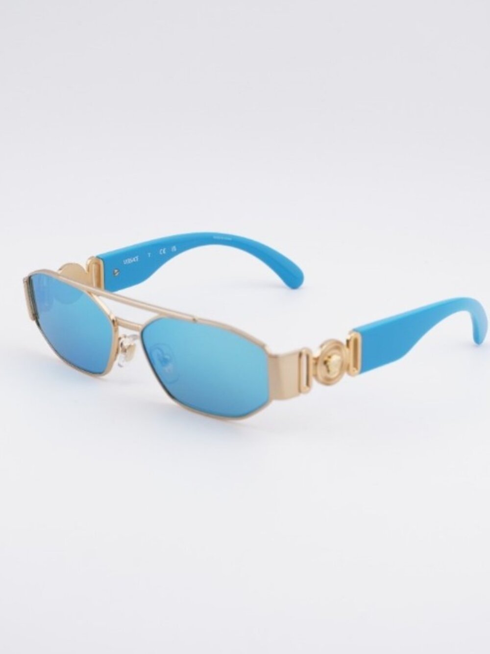 Versace Kids VK2003 100255 Sunglasses Gold Rectangle Frame, Light Green Mirror
